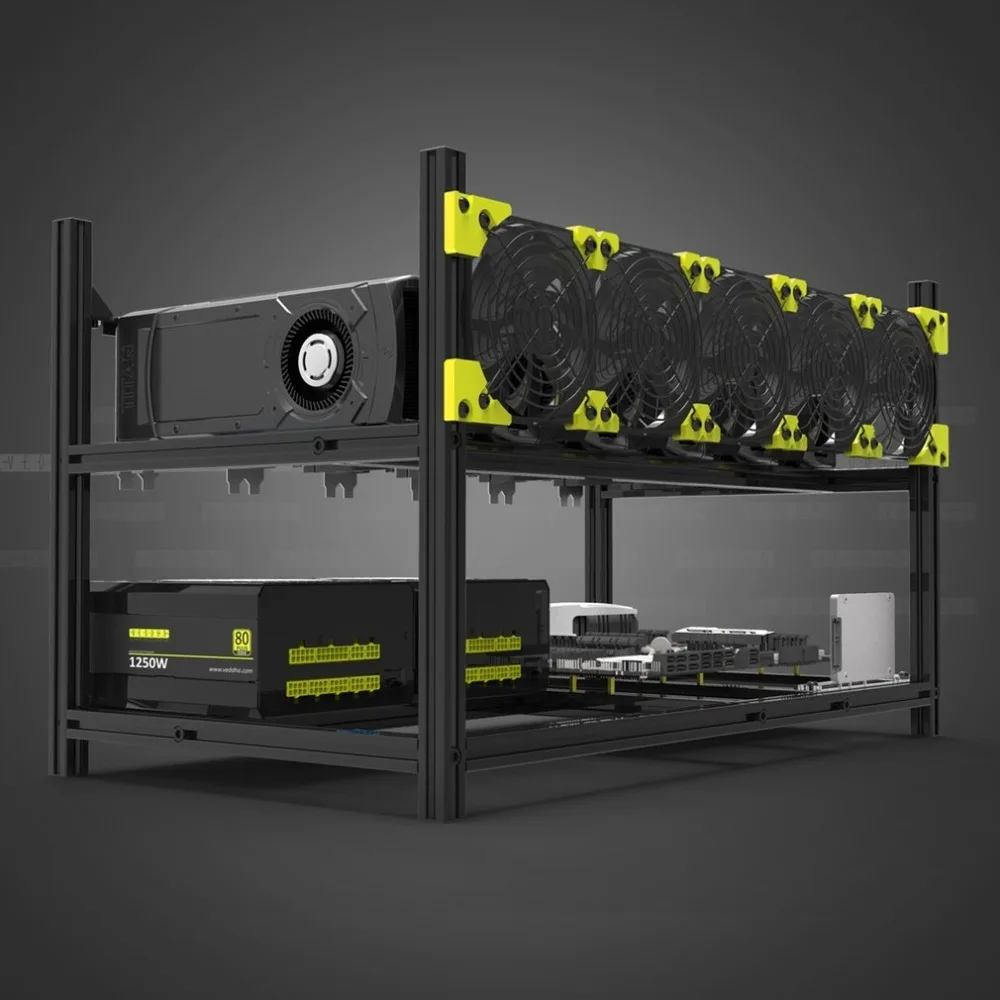 High Performance Veddha V3C6 GPU Mining Rig Aluminum Alloy Stackable Case Up To 6 GPU Open Air Frame Rack Bracket High Performance Veddha V3C6 GPU Mining Rig Aluminum Alloy Stackable Case Up To 6 GPU Open Air Frame Rack Bracket