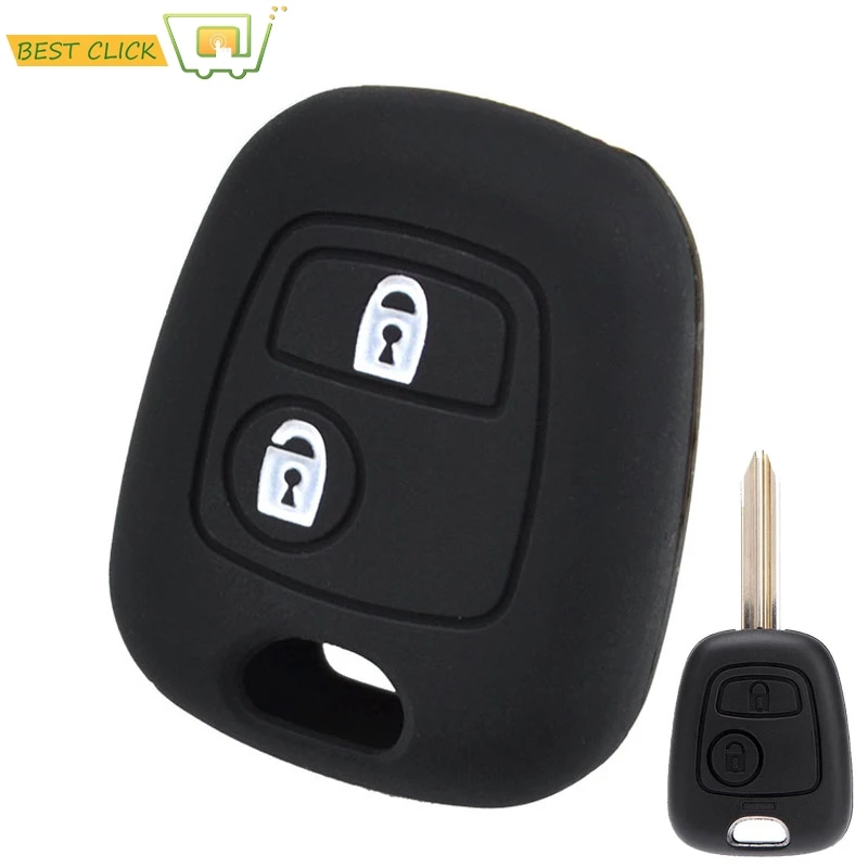 

For Peugeot 107 206 207 307 406 408 607 Silicone Car Key Case Cover Keyless Fob Shell Skin Keyring Key Chain Holder Protector