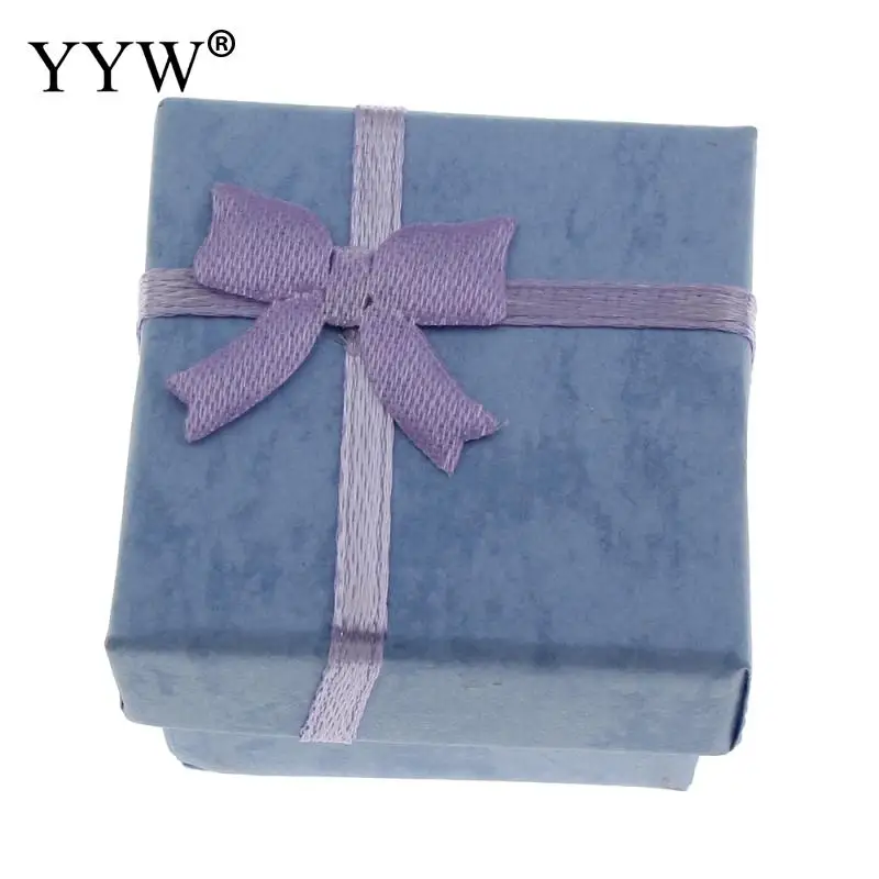 24 шт./пакет ювелирные изделия Бумага Подарочная коробка мини площади картонная коробка для кольца с атласной лентой модные кольца Дисплей упаковка - Цвет: purple