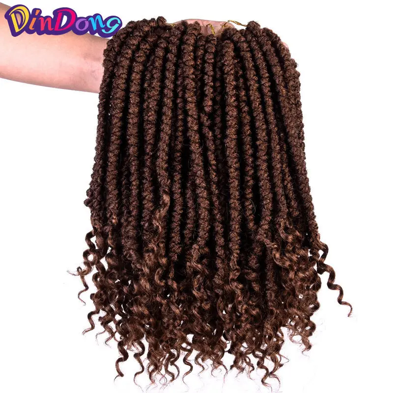 DinDong 12 Inch 12Roots Senegalese Twist Hair Crochet Braid Hair Extensions Pure Synthetic Hair Braiding For Woman