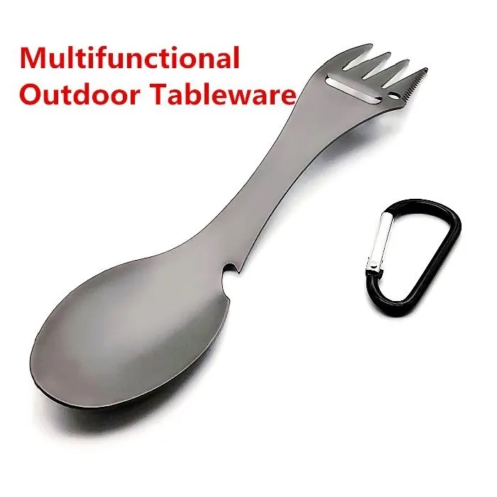 Titanium Plated Stainless Steel Multifunctional Fork Spoon Portable Bottle Opener Outdoor Tableware Camping Equipment A2149YPG | Спорт и