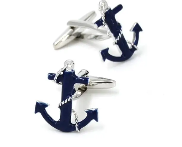 

20pairs/lot Blue Enamel Anchor Cufflinks Nautical Navy Cuff Links Copper Plating Cuff Button Men's Jewelry Accessory