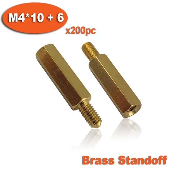200 шт. внутренняя резьба M4 x 10 мм + 6 мм|threaded hex spacers|brass hexbrass spacer |