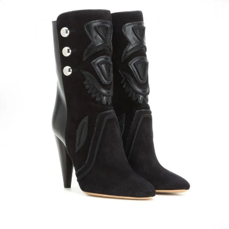 

Newest Arrival High Quality Suede Leather Pointed Toe Spike High Heels Ankle Boots Good-looking Fashion Botas Mujer Short Boots