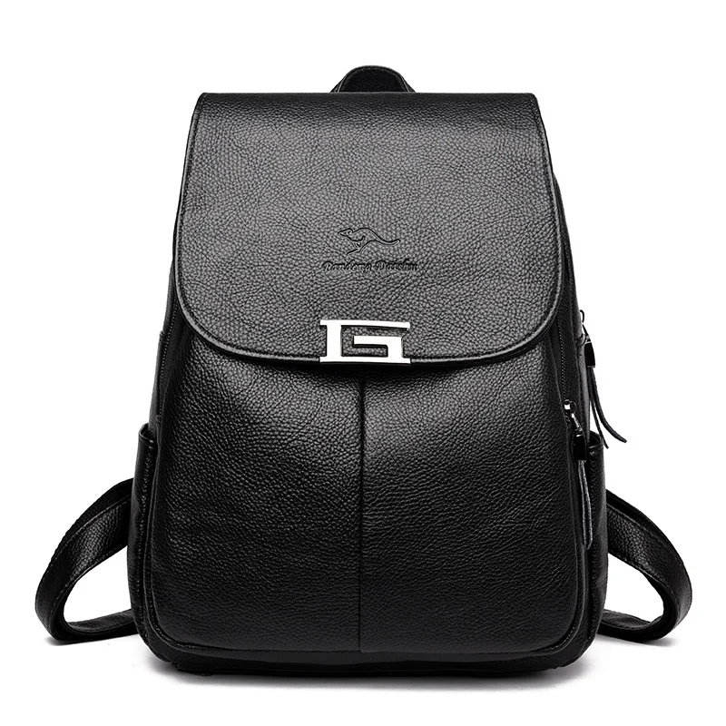 

Simple Style Women Backpack Leather Female Backpacks School Bags For Teenage Girls Black Shoulder Bag Feminina Rucksack Mochilas