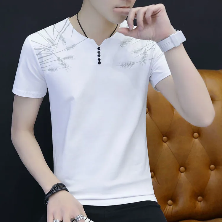 

Men's T-shirt Short-sleeved Large Men's Shirt 2019 Men's Summertime New Style Casual O-neck Regular Print Worsted White T Shirts