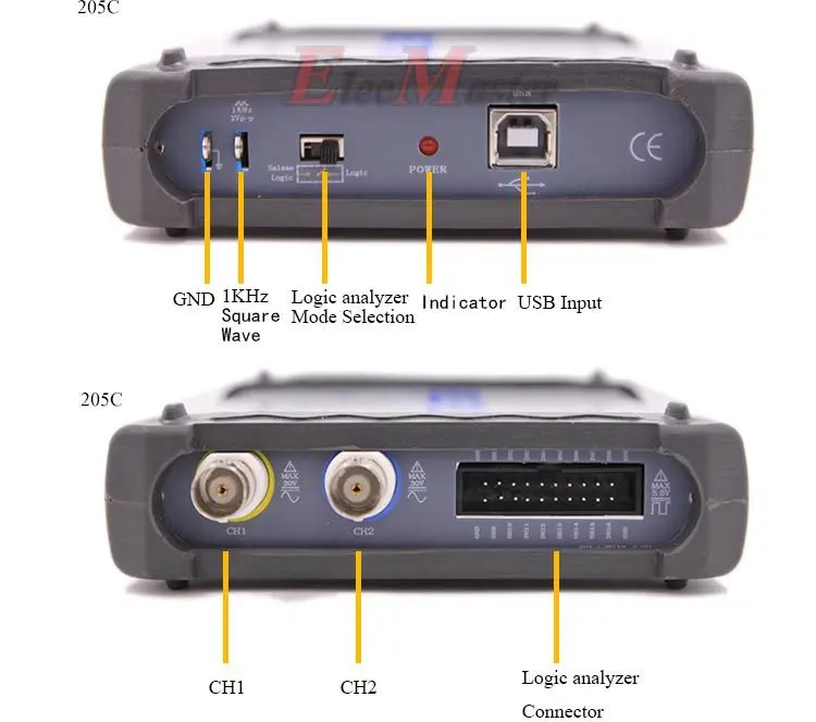 ISDS205C Виртуальный осциллограф PC USB 48 M Частота образца 20 M бандит с логическим анализатором