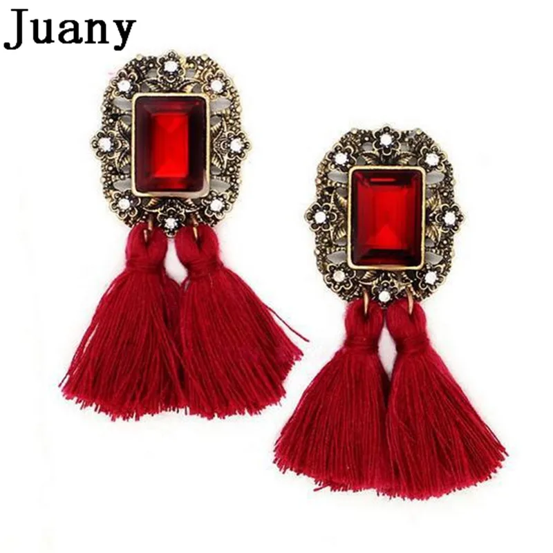 Bohemian Crystal Tassel earring vintage ethnic long tassel earring women geometric alloy Plating dangle drop earring 2018 8