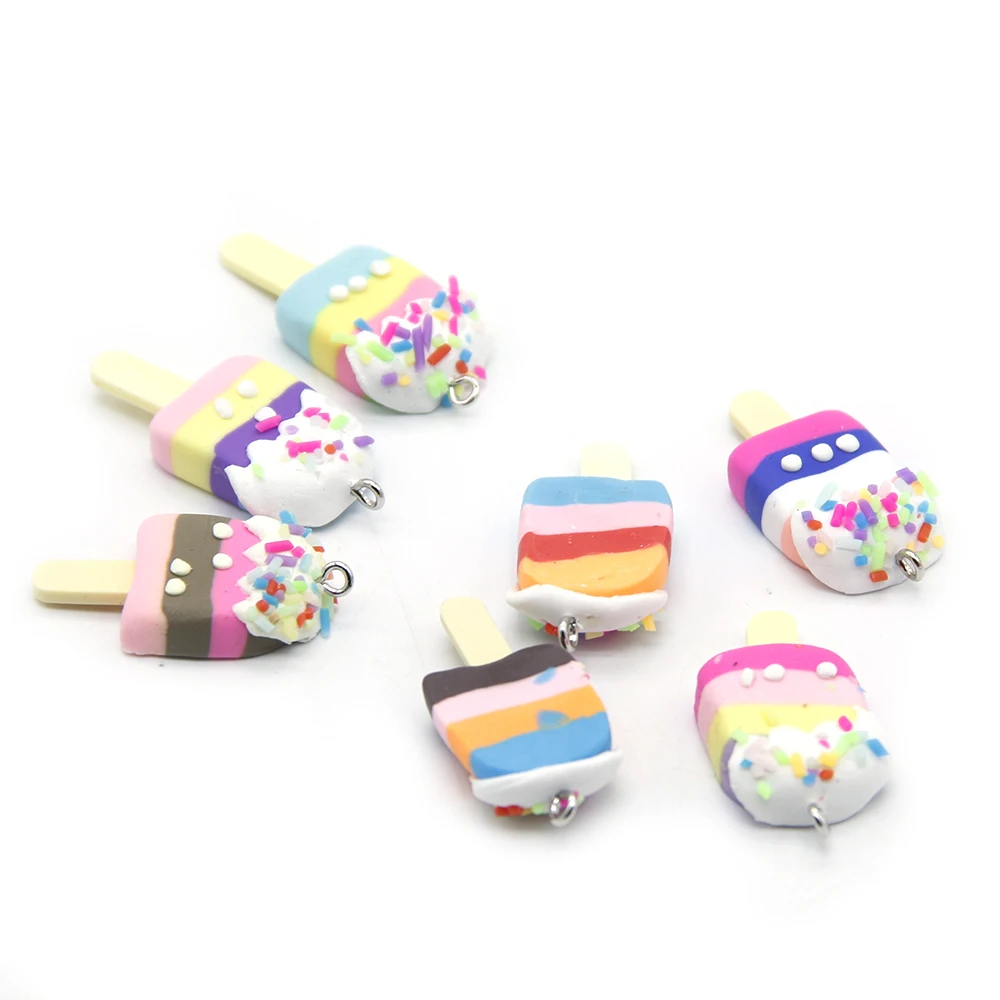 David accessories 32x17mm Cake Ice cream Polymer Clay For Decoration Supply Gift Pendant 25pcs,DIY Handmade Accessories,25Yc5559