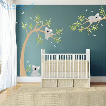 Koala And Branch Wall Sticker Koala Tree Wall Decal With Dragonflies Koala Bear Wall Decal for Baby Nursery, Kids, Children Room