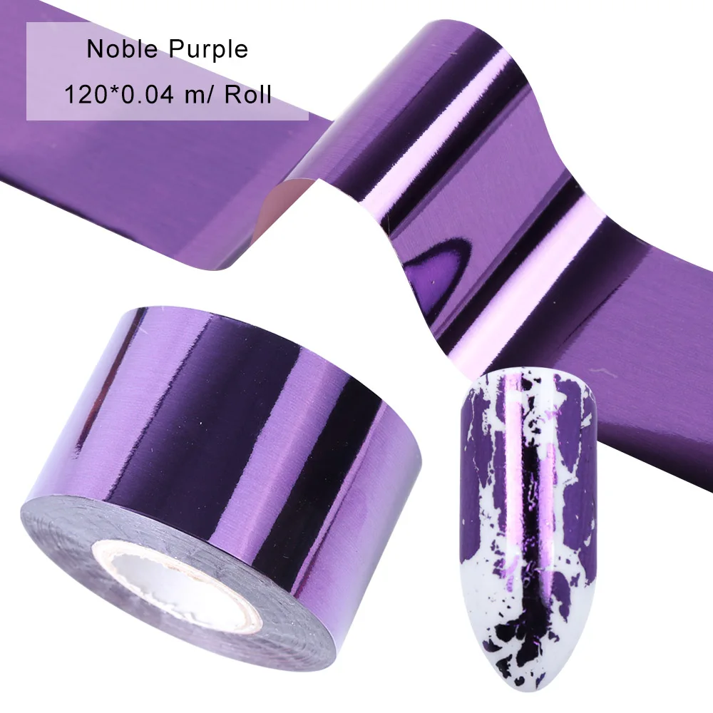 Noble Purple 1 рулон креветки голографическая переводная Фольга Наклейка для дизайна ногтей цветной металлический эффект слайдер маникюр декор наклейка для ногтей обертывание LA996-2 - Цвет: Noble Purple