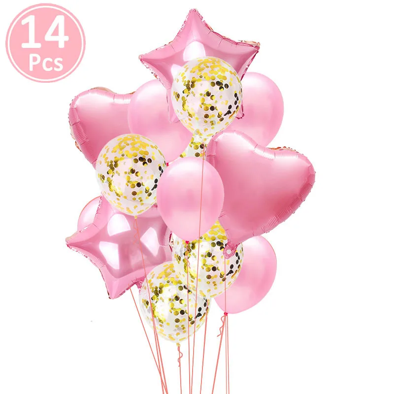 14pcs pink balloons Lincaier I Am Two баннер из крафт-бумаги 2 года день рождения для мальчиков и девочек 2-й вечерние украшения второй овсянка Близнецы гирлянда розовый синий - Цвет: 14pcs pink balloons