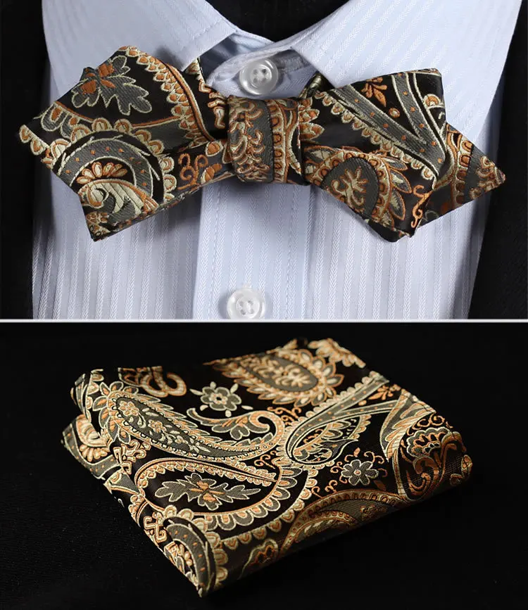 Navy and Gold Paisley Pocket Square