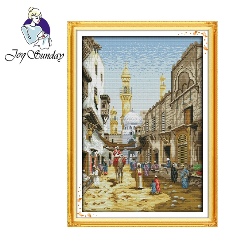 

Joy Sunday,Exotic scenery,cross stitch embroidery set,printing cloth embroidery kit,needlework,Scenery pattern cross stitch set