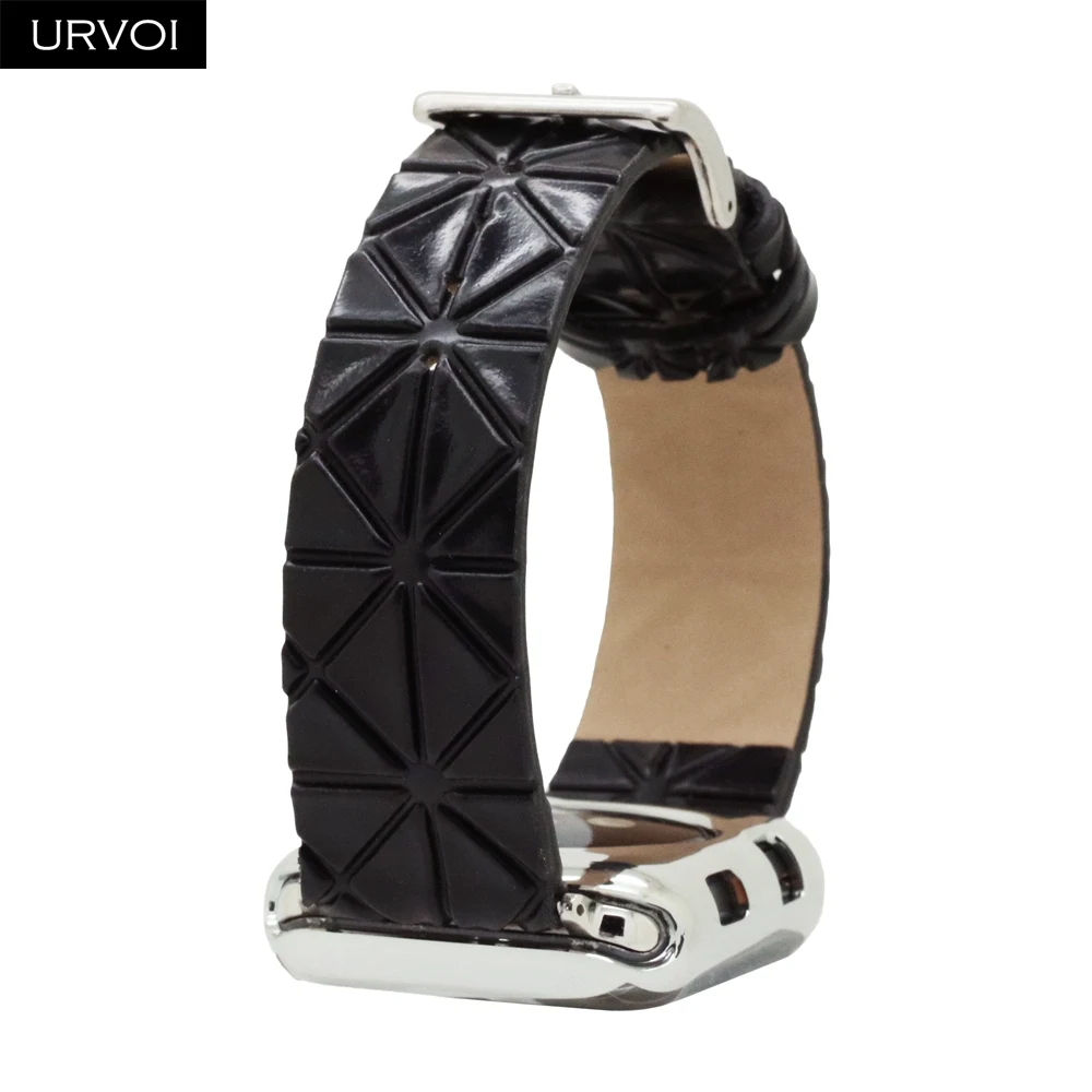 Ремешок URVOI для apple watch series 5 4 3 2 1 ремешок для iwatch pu кожаный ремень геометрический узор современный дизайн 38/40/42/44 мм