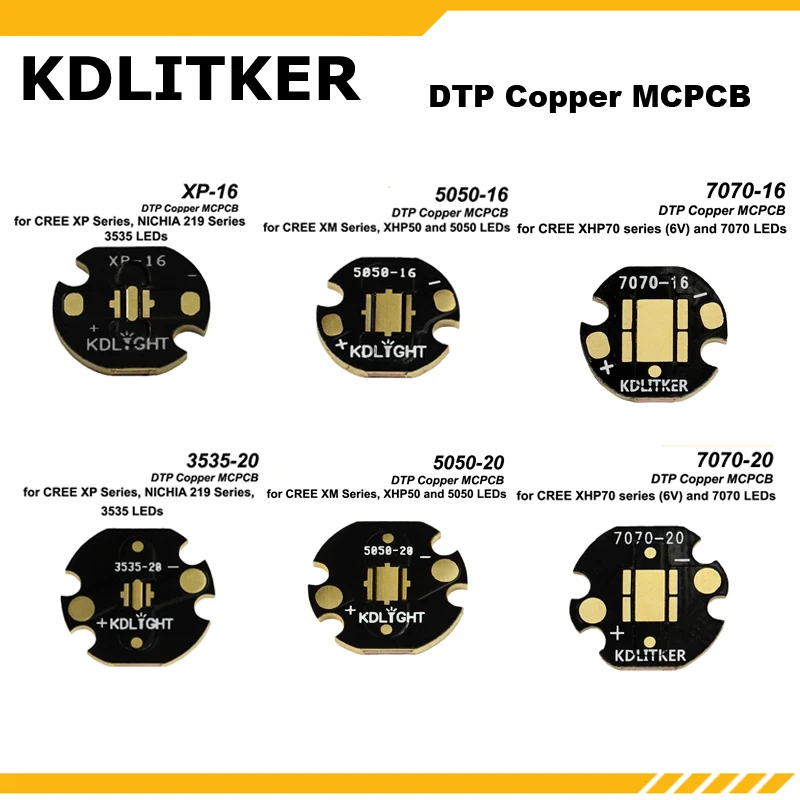 

KDLITKER DTP Copper MCPCB for Cree XM Series / XHP50 / 3535 / 5050 / 7070 LEDs ( 5 pcs )