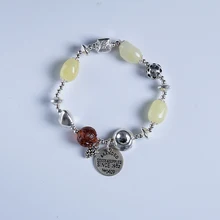 Натуральный Янтарный пчелиный воск мульти-сокровище ручной браслет 999 Стерлинговое Серебро серебряная подвеска капля Леди Подлинная Благородный класс специальный