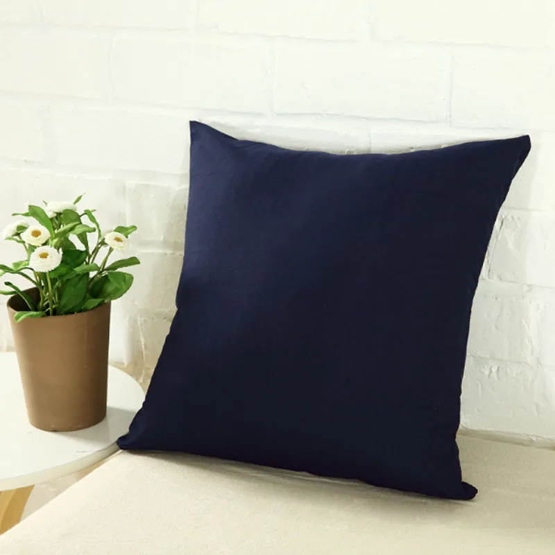 Однотонная модная квадратная Подушка 45*45 см,, чехол для офиса, новинка, 1 шт., мягкий чехол для подушки, для дома, хлопок - Цвет: Dark blue