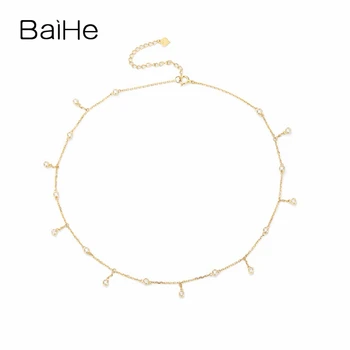 شراءBAIHE الصلبة 18K الذهب الأصفر H/SI-SI3 0.57ct الماس الطبيعي العصرية غرامة مجوهرات هدية قطعة رائعة من الماس القلائد
