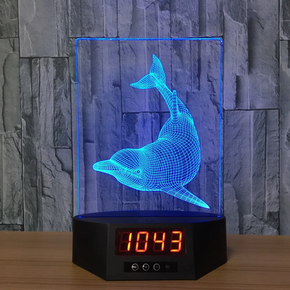 Dolphin Shape Baby Night Light with LED Calendar Base Desk Lamp