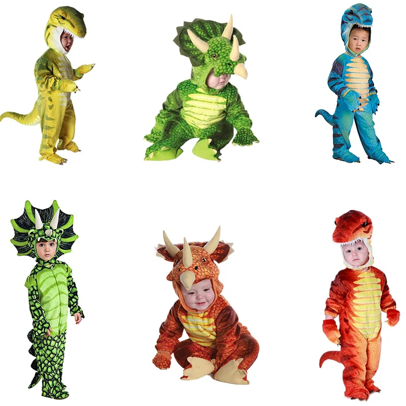 

2019 New Triceratops Costume Boys Kids Little T-Rex Costume Cosplay Dinosaur Jumpsuit Halloween Cosplay Christmas Drees For Kids