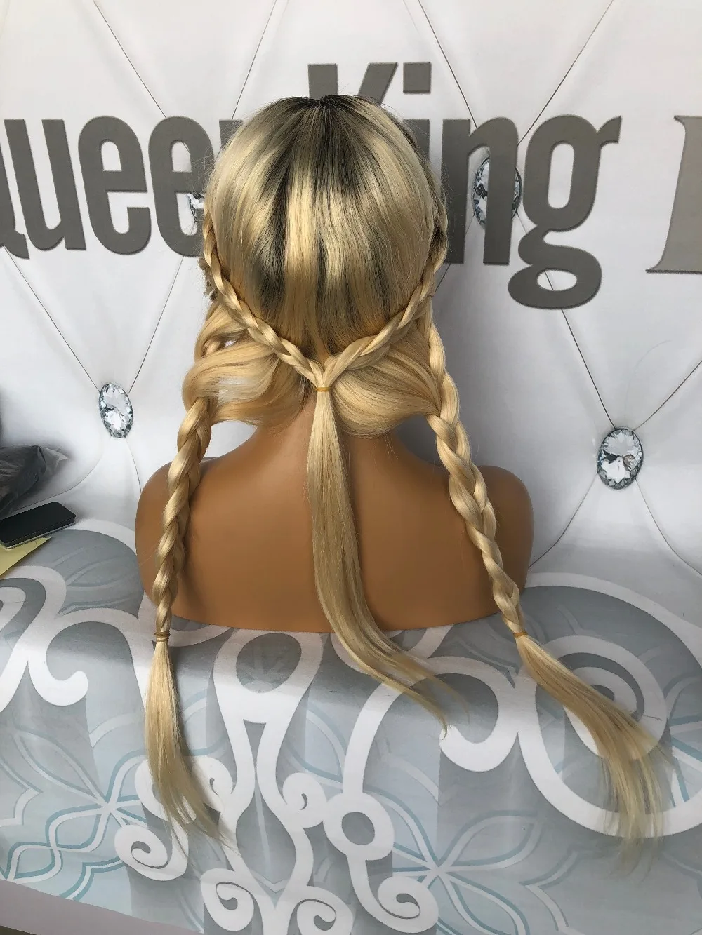 QueenKing волосы бразильские человеческие волосы remy блонд парик 150% плотность Омбре натуральный цвет 613 полный парик кружева прозрачное кружево