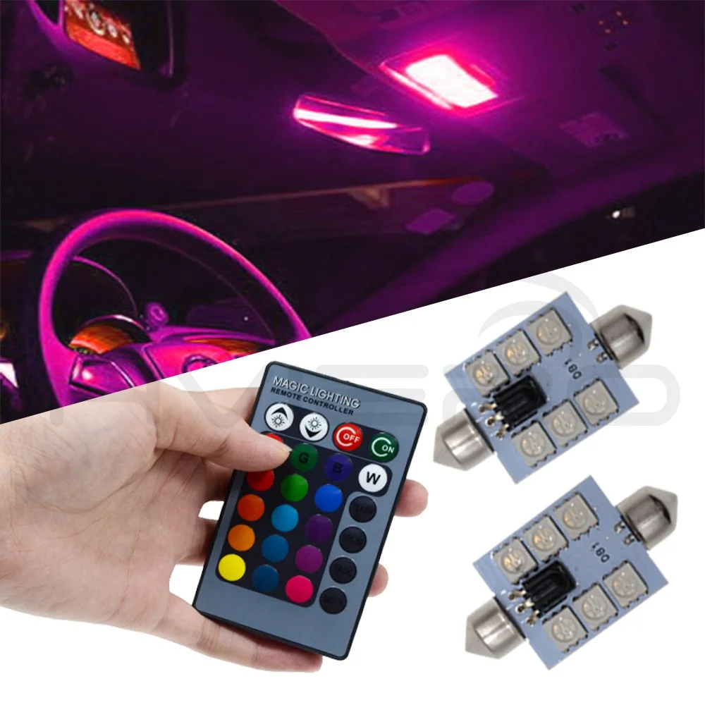 2X c5w Car Led RGB 5050 6SMD 41mm Festoon Dome Car Door Light
