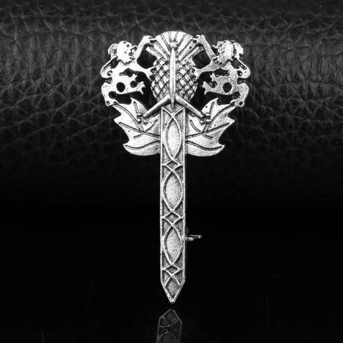 MQCHUN Scotland Thistle Броши с мечом булавки с модной брошь «Лев» Outlander ювелирные изделия для мужчин и женщин аксессуары для косплея ювелирные изделия - Окраска металла: silver