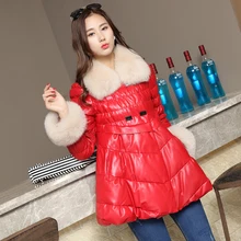 Ptslan 2016 Women s Genuine Leather Jacket Zipper Closure Real Lambskin Down Coat