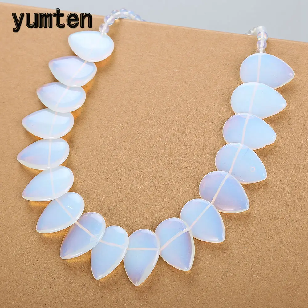 

Yumten Womens Opal Necklace Leaf Pendant Flower Natural Stone Female Reiki Jewelry Bijoux Femme Sautoir Colares Feminino Palace