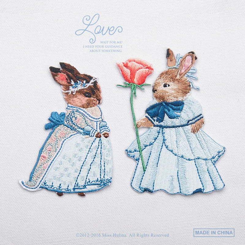 

Adhesive embroidered cloth stickers rabbit animal badges Fashion clothes down patch hole patch large diy decorative accessories