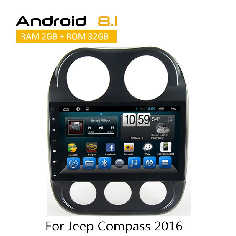 

Android 8.1 Car DVD GPS 10.1" 2.5D IPS Screen For JEEP COMPASS 2010 2011 -2015 2016 audio car radio stereo TPMS CarPlay AUX WIFI