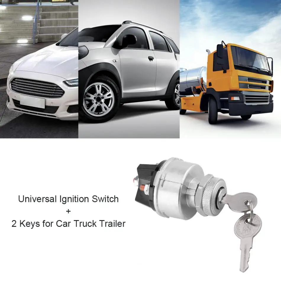 

Universal Ignition Key Switch Ignition Switch Assembly with 2 Keys for Car Truck Trailer Car-Styling