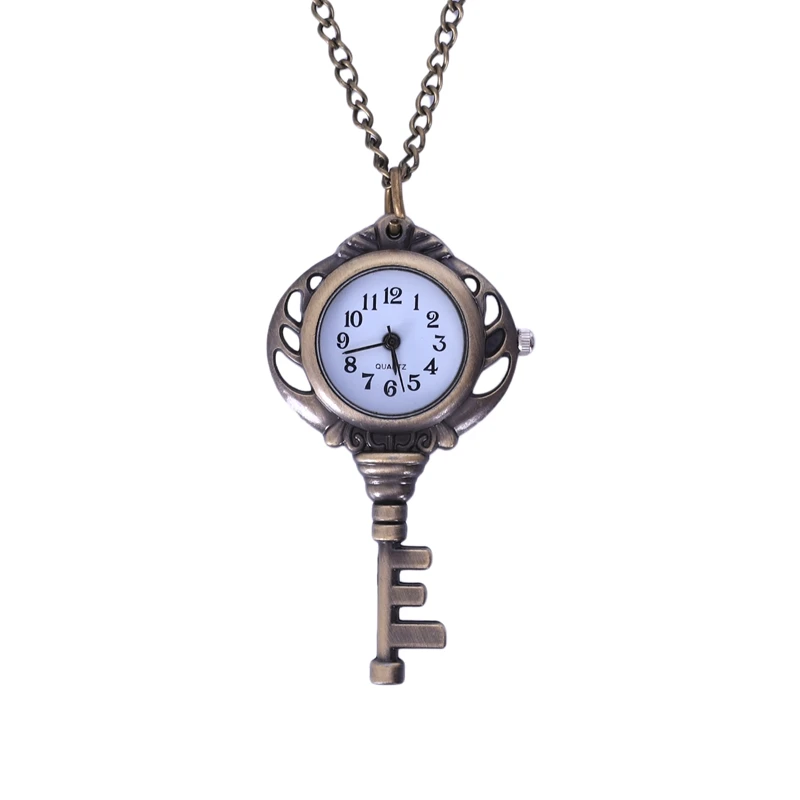 Прекрасный старинный ключ дизайн пряжка ожерелье Подарочные карманные часы