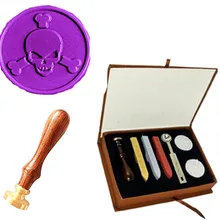 Винтаж пират Свадебное приглашение Воск уплотнительное штамп палисандр ручки Щупы для мангала плавления ложка подарочная коробка комплект индивидуальный логотип