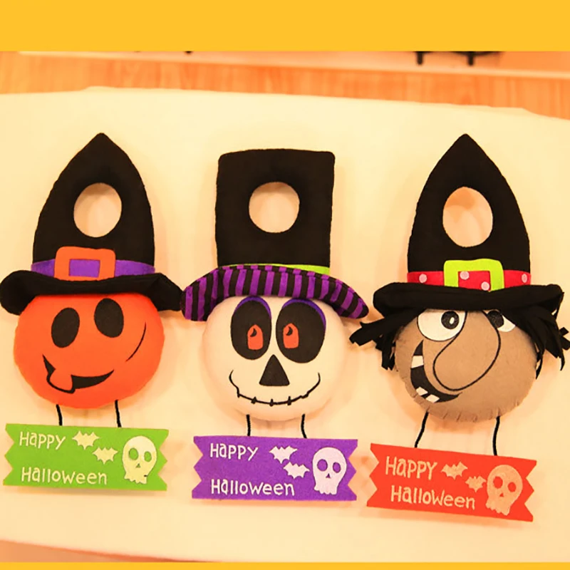 

2018 new Halloween creative plush doll doll pumpkin witch door wall background decoration props