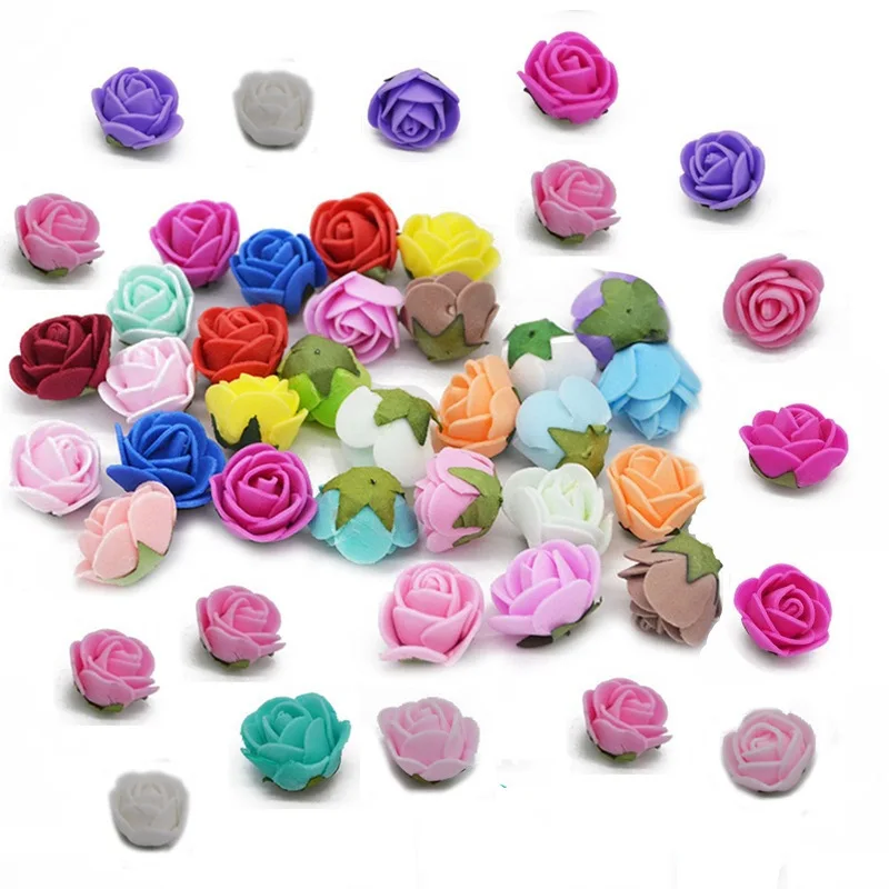 

50Pcs/lot 2cm PE Foam Rose Artificial Flower Head Floral Wreath Wedding Party Decotation Scrapbooking Craft Fake Flower Supplies