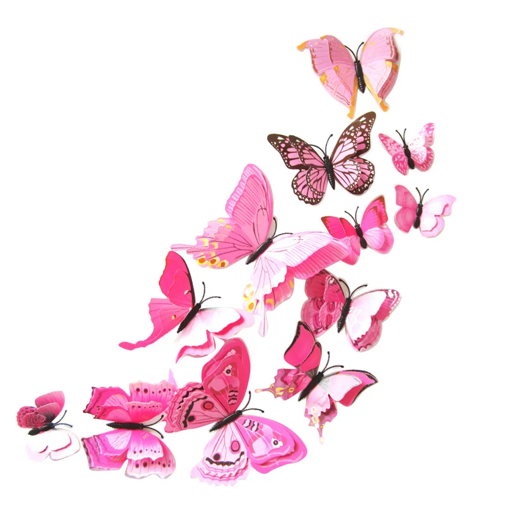12 шт./упак. бабочки настенные Стикеры s наклейки Шторы домашнего декора гостиной бабочка Форма булавка с наклейкой бабочки 3d настенные DEC25