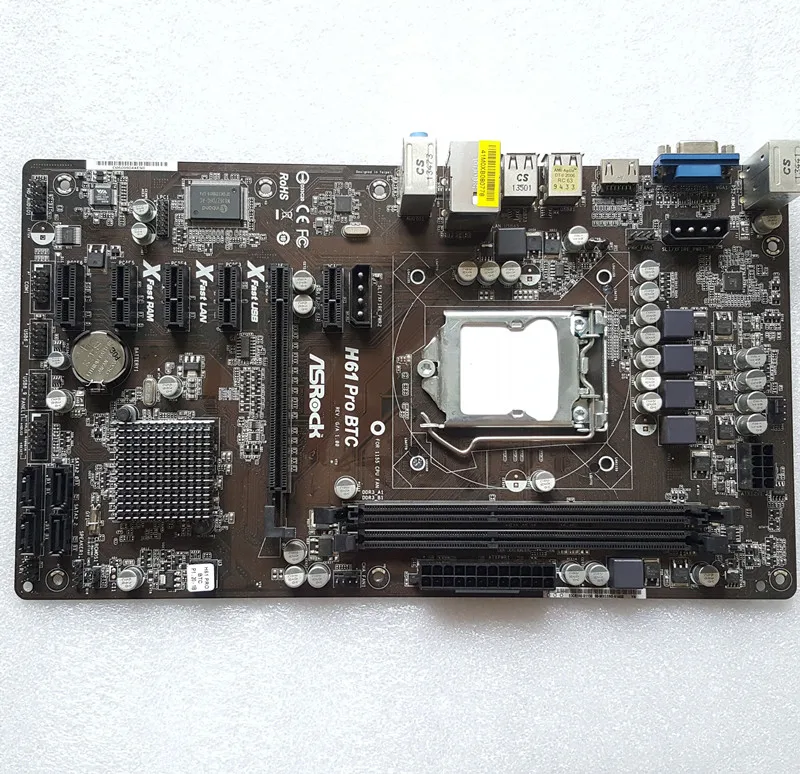 Оригинальная б/у горная плата H61 для ASRock H61 Pro BTC LGA 1155 DDR3 6* PCI-E ATX(альтернатива для TP61A H61B P61S2