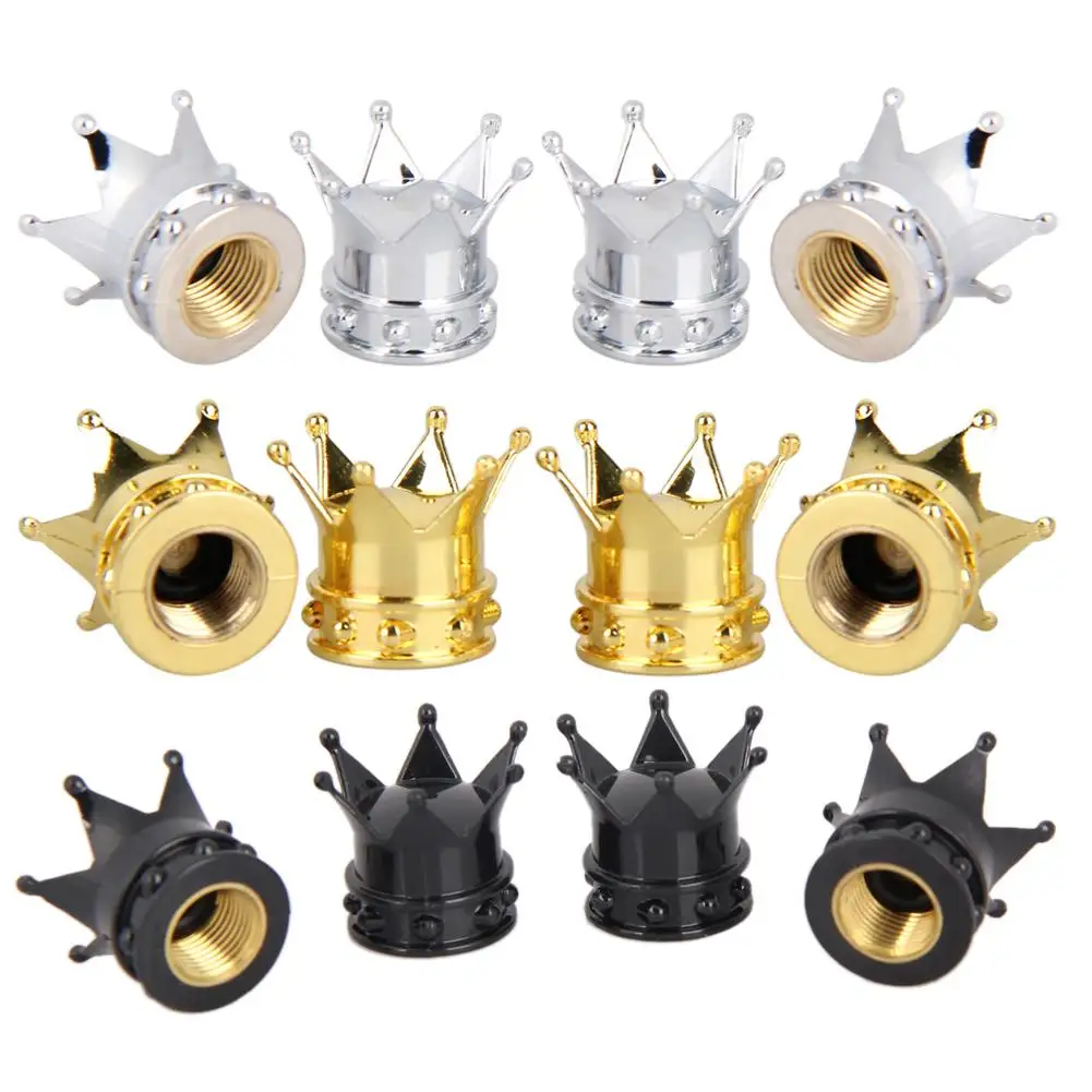 

4PCS Bicycle Tires Valve Caps Universal Golden Crown Bike Car Tyre Air Valve Cap On The Wheels Car Styling Bicycle Accessories