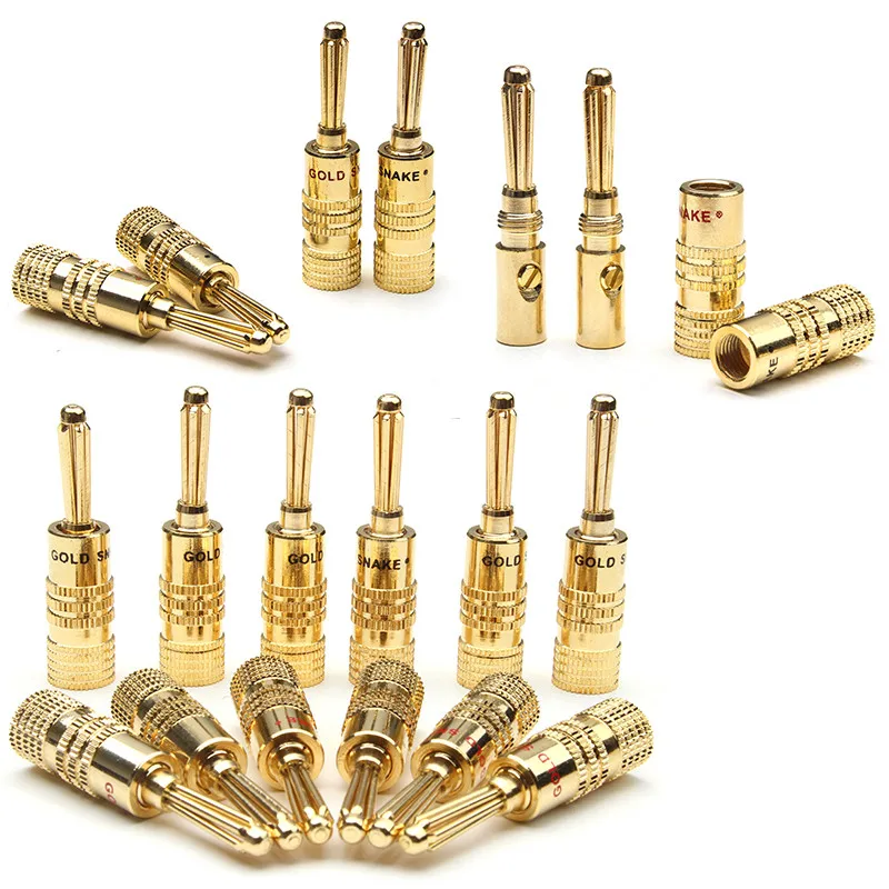 

12PCS/Set 4mm Gold Pure Copper Banana Plug Connector For Audio Video Speaker Adapter Terminal Connectors Kit