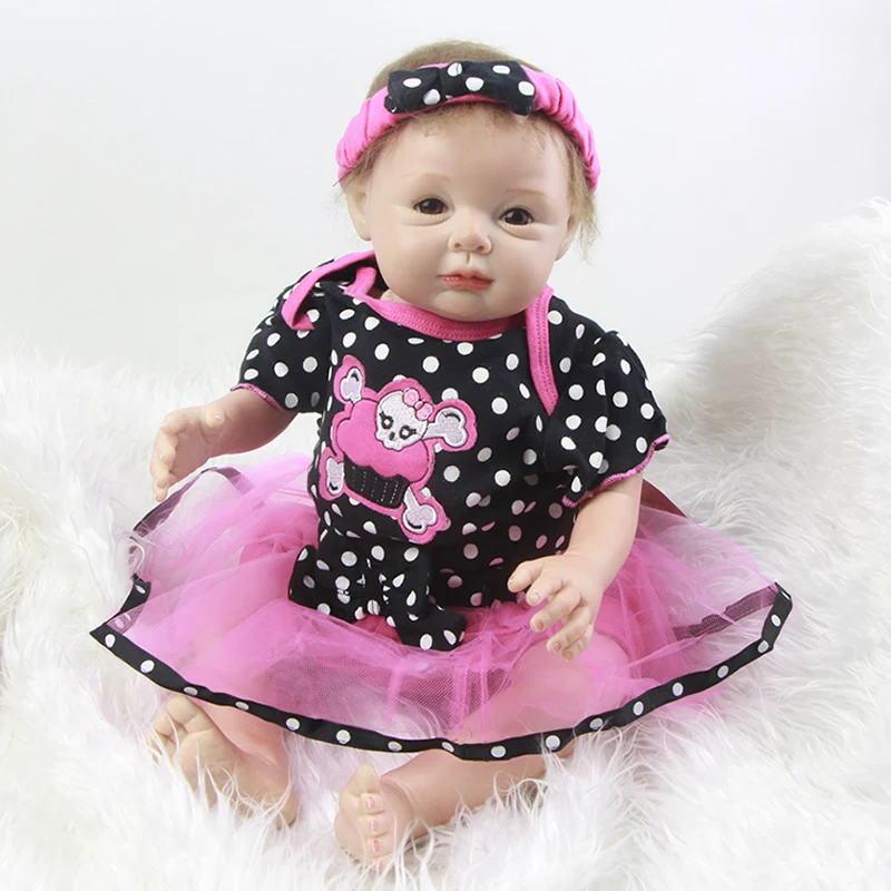 Realistic Silicone Baby Girl Reborn Toy 22 Inch Real Touch Vinyl Babies Newborn Dolls Lifelike Doll