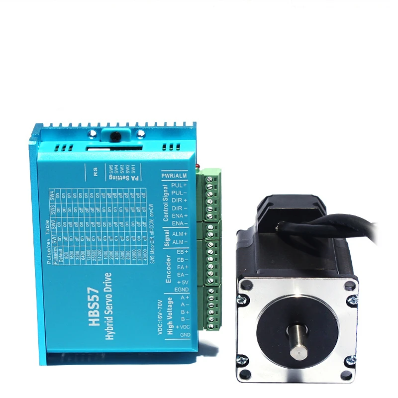 Nema 23 3nm 서보 스테퍼 모터, 57HSE3N + HBS57 폐루프 하이브리드 스테퍼 드라이브, DL57 고성능 스테퍼 드라이브, 2 상