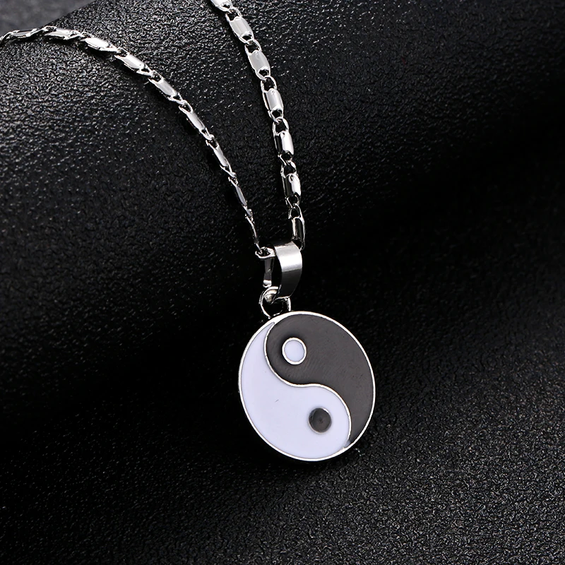 Женское и мужское ожерелье с кулоном Yin Yang Ba Gua Taichi цепочка в стиле панк для