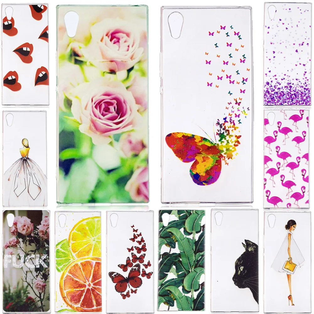 

Flowers butterfly patterned case back covers for Sony Xperia XA1 phone cases for Sony capa XA 1 soft silicon Bumper Fundas Coque