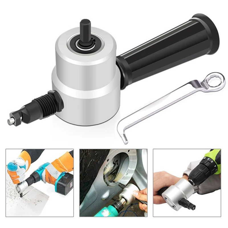 

Professional Double Head Metal Sheet Cutter Drill Attachment 360 Degree Rotating Cutting Head For Cutting Plate Stainless Steel