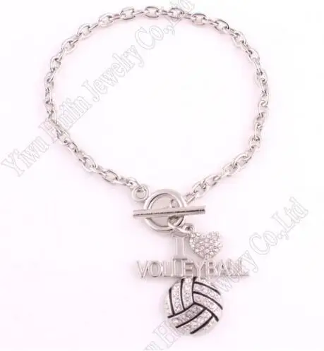 

FASHION rhodium plated with sparkling crystals I LOVE VOLLEYBALL charm bracelet