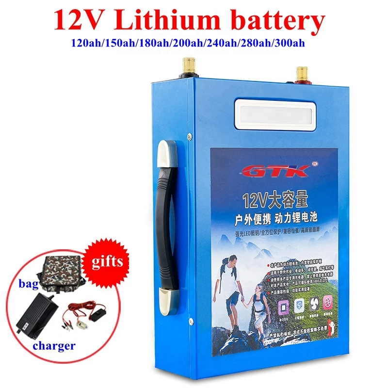12 V 120ah 150ah 180ah 200ah 280ah 300ah литий-ионный аккумулятор с системой управления для наружного резервного питания источник питания с инвертором+ зарядное устройство