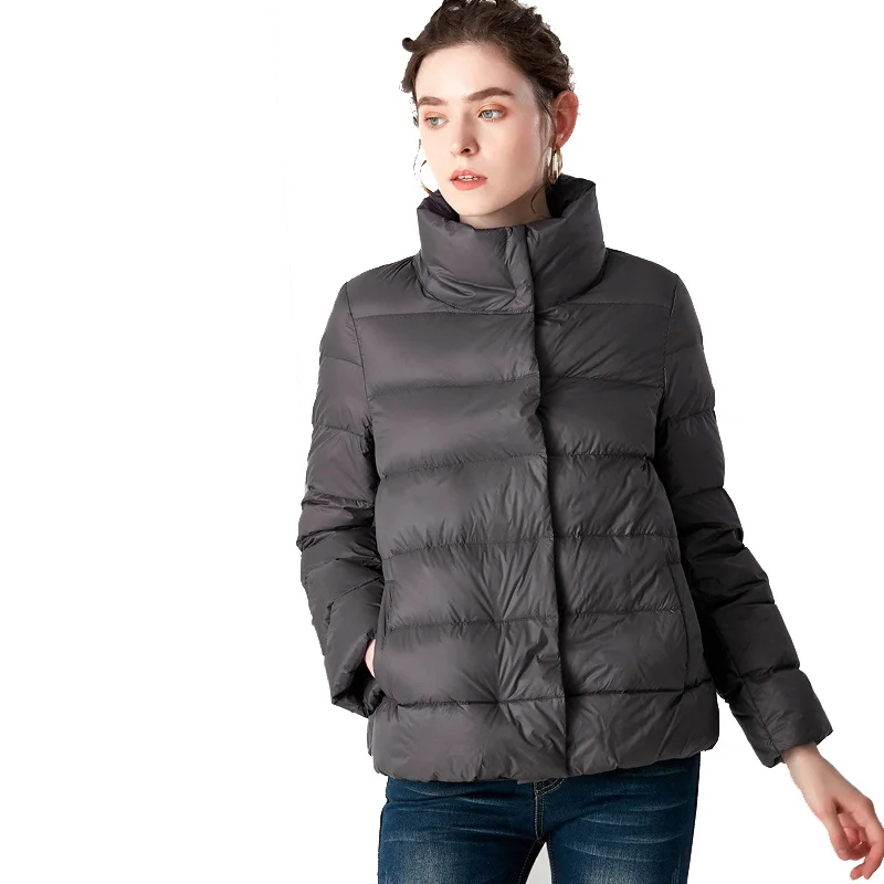 

New Winter Women Ultra Light Down Jacket Stand Collar Coat Jackets Weightless Parkas Bread Collar Jacket Warmness XXL