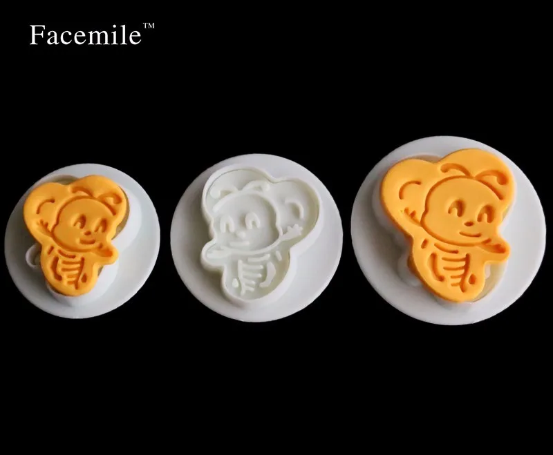 New 3PCS Bee Cookie Biscuit Cutter Mold Stamp Cake Punger Fondant Cake Bread Decorating Mold Cookie Plunger Cutter Tool